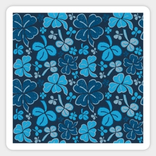 Blue Lucky Clover Hand Drawn Pattern Sticker